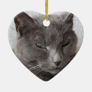 Adorno De Cerámica Gato gris