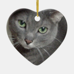 Adorno De Cerámica Gato gris azul ruso