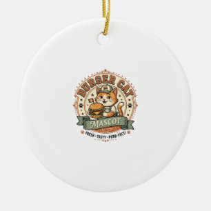 Adorno De Cerámica Gato Hamburguesa Mascota Gato Comida Rápida Mascot