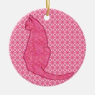 Adorno De Cerámica Gato japonés - Batik rosa de fucsia