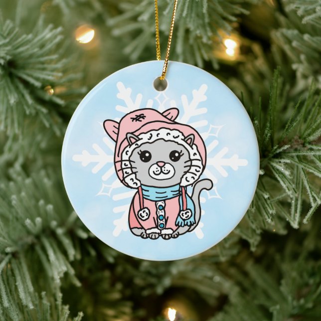 Adorno De Cerámica Gato Kitty Personalizado personalizado en Gorra de (Árbol)