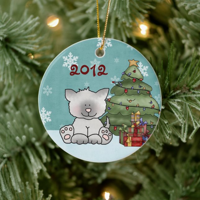 Adorno De Cerámica Gato Kitty personalizado y árbol de Navidad (Árbol)