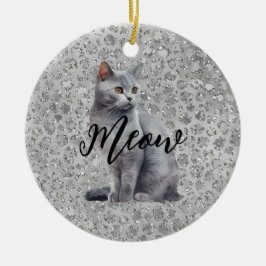 Adorno De Cerámica Gato Leopard Gray Meow Kitty