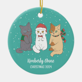 Adorno De Cerámica Gato lindo gatito gatitos Navidades nevados vacaci