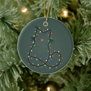 Adorno De Cerámica Gato Lindo Navidad Mamá Gato Funny Navidad Gato Am