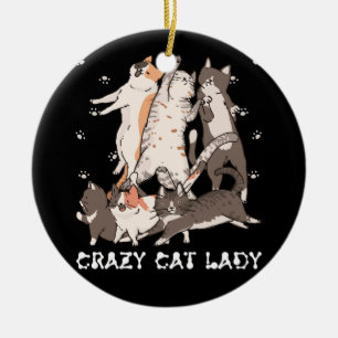 Adorno De Cerámica Gato Loco Señora Mujeres Gatitos Gatitos Gatos Ani