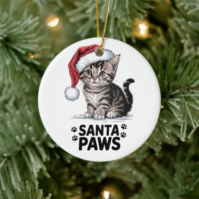 Adorno De Cerámica Gato Lover - Santa Paws (Árbol)