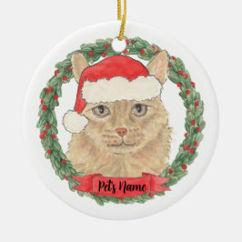 Adorno De Cerámica Gato Maine Coon Naranja Personalizado en Navidad