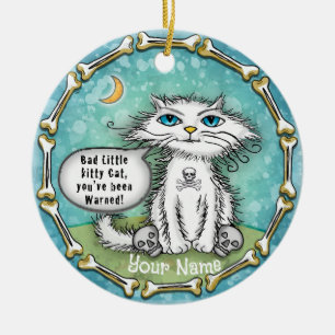 Adorno De Cerámica Gato Malas Greñas 