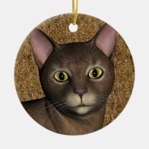 Adorno De Cerámica Gato marrón encantador