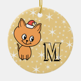 Adorno De Cerámica Gato, Monograma Personalizado y foto trasera de Na