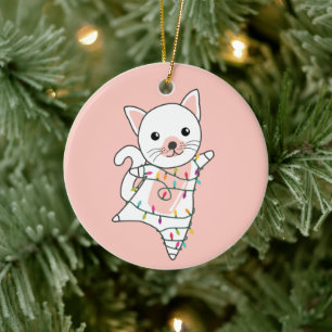 Adorno De Cerámica Gato Navidades Nieve Animales De Invierno Gatos De