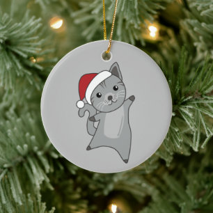 Adorno De Cerámica Gato Navidades Nieve Animales De Invierno Gatos De