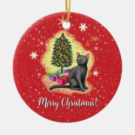 Adorno De Cerámica Gato navideño