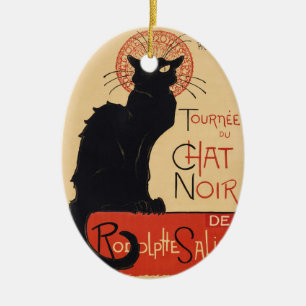 Adorno De Cerámica Gato negro chic Art Nouveau de Steinlen impresión