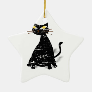 Adorno De Cerámica Gato negro de grasa con problemas
