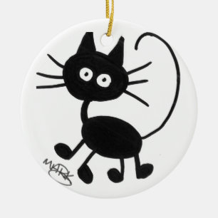 Adorno De Cerámica Gato negro del dibujo animado