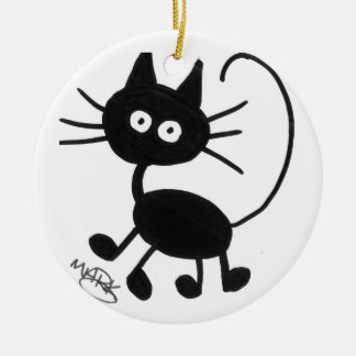 Adorno De Cerámica Gato negro del dibujo animado