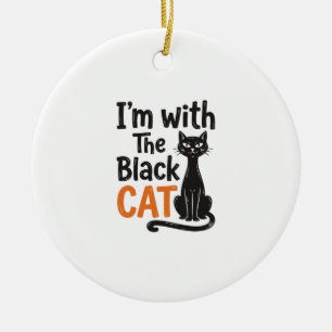 Adorno De Cerámica Gato Negro Divertido Grabado Vintage Diseño de Hal