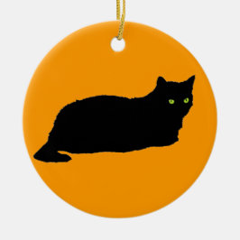 Adorno De Cerámica Gato negro en Naranja