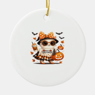 Adorno De Cerámica Gato negro lindo con sombrero de bruja � Kawaii Ha