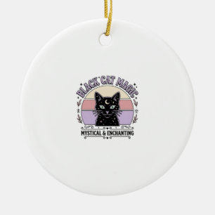 Adorno De Cerámica Gato Negro Magia Gato Negro Arte Vector Vintage S
