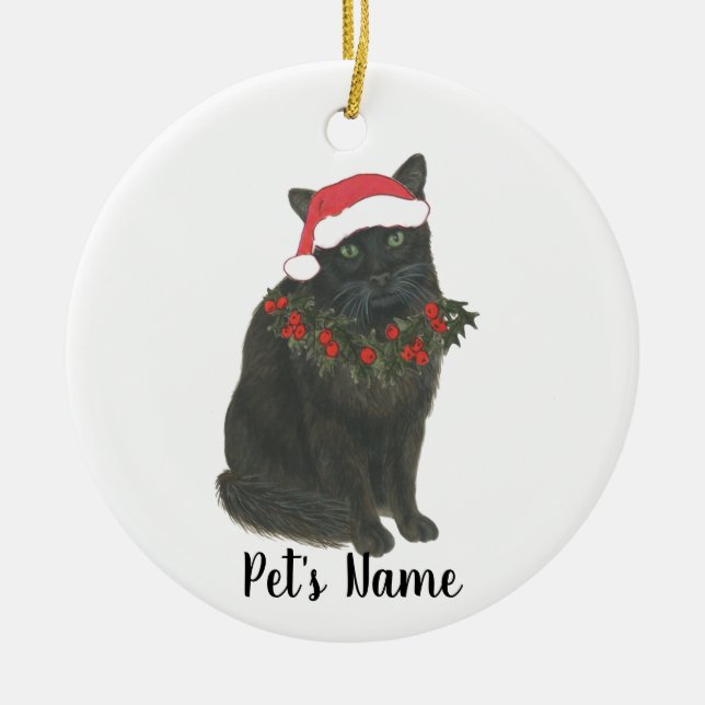 Adorno De Cerámica Gato negro personalizado (Frente)