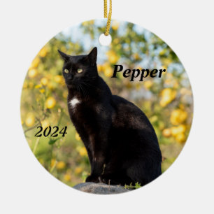 Adorno De Cerámica Gato negro personalizado