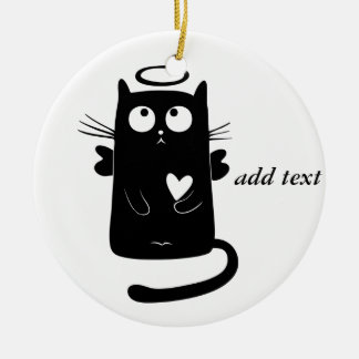 Adorno De Cerámica Gato negro personalizado del ángel lindo