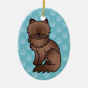 Adorno De Cerámica Gato Persa Con Ojos Naranjas De Chocolate