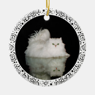 Adorno De Cerámica Gato Persa con Ojos Verde Jade
