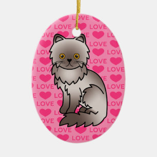 Adorno De Cerámica Gato Persa Lila Amor
