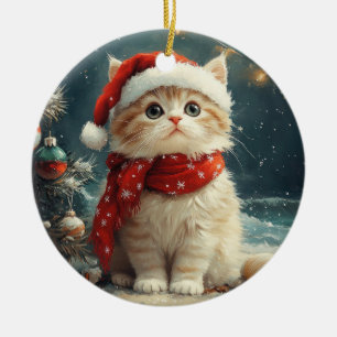 Adorno De Cerámica Gato Persa  Navidad Playa Vintage