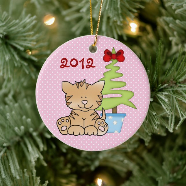 Adorno De Cerámica Gato personalizado personalizado y árbol de Navida (Árbol)