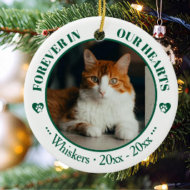 Adorno De Cerámica Gato por Siempre en Nuestros Corazones Foto y Nomb