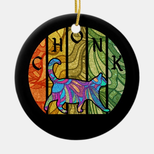 Adorno De Cerámica Gato psicodélico - Arte felino trippy (Frente)