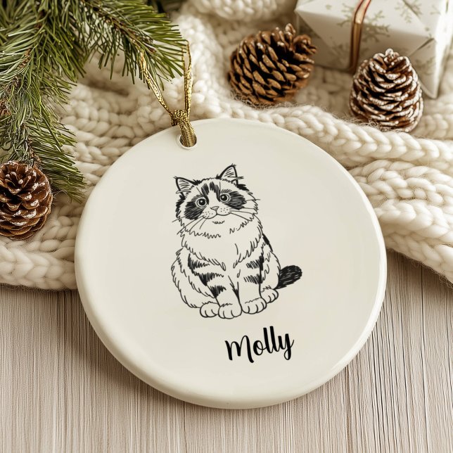 Adorno De Cerámica Gato Ragdoll Personalizado Navidad (Subido por el creador)