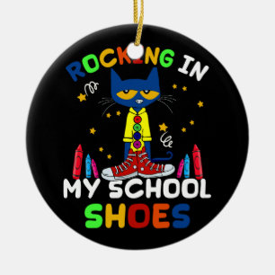 Adorno De Cerámica Gato Rockeando En Mi Escuela Zapea De Vuelta Al Ga