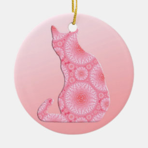 Adorno De Cerámica Gato "Ruedas de luz" - rosa coral