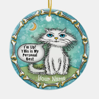 Adorno De Cerámica Gato Scraggles Mejor Personal 