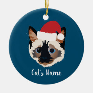 Adorno De Cerámica Gato siamés de Navidades personalizados