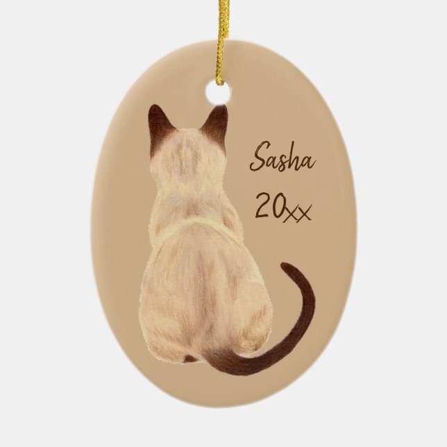 Adorno De Cerámica Gato siamés de Sasha que sienta personalizado (Frente)