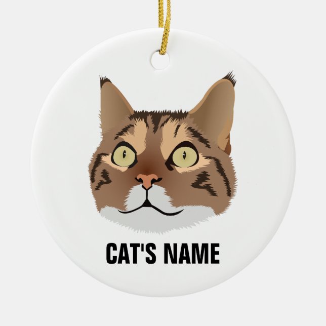 Adorno De Cerámica Gato Tabby Personalizado (Frente)