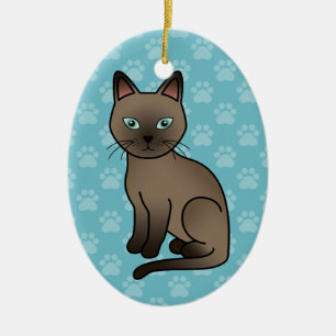 Adorno De Cerámica Gato Tonquinés Marrón