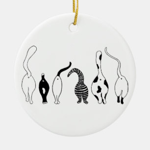 Adorno De Cerámica Gato trasero