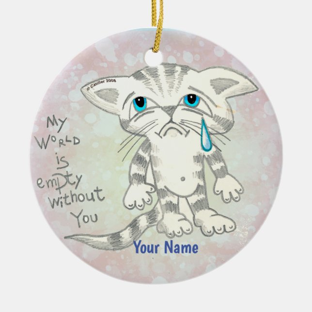 Adorno De Cerámica Gato triste del mundo vacío (Frente)