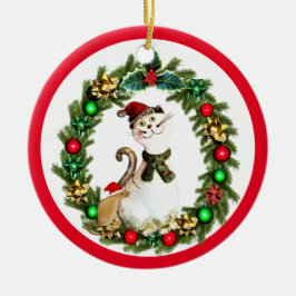 Adorno De Cerámica Gato y Ratón Navideños Adorables