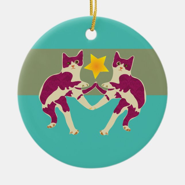 Adorno De Cerámica Gatos (Frente)