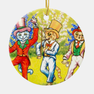 Adorno De Cerámica Gatos bailando