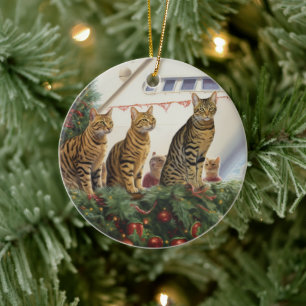 Adorno De Cerámica Gatos Bengal Navidad Crucero: Navidades Increíbles